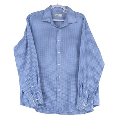 Southern Pines Men's Blue Gingham Long Sleeve Button Down Shirt XXL Cotton