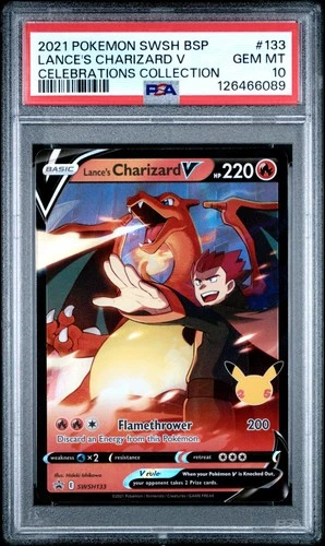 2021 POKEMON SWSH BLACK STAR PROMO CELEBRATIONS COLL LANCE'S CHARIZARD V PSA 10