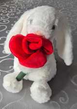 Jellycat Cream Bunny With Rose BB6ROSE BNWT HTF Authentic + Official Blue Bag