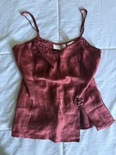 Victoria's Secret Vintage 100 Silk Burgundy Rose Split Camisole Size M