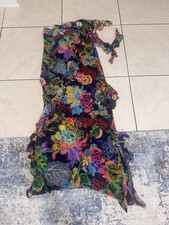 NWT FARM Rio Vibrant Coral Garden One Shoulder Maxi Dress Navy Blue L Womens