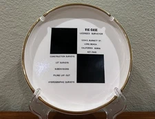 Vintage Vic Case Round Ceramic Ashtray Licensed Surveyor Long Beach California