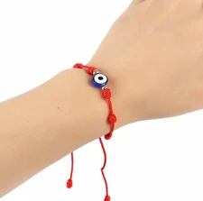 7 Knot Evil Eye Beaded Bracelet Red String Crystal Protection Amulet Gift