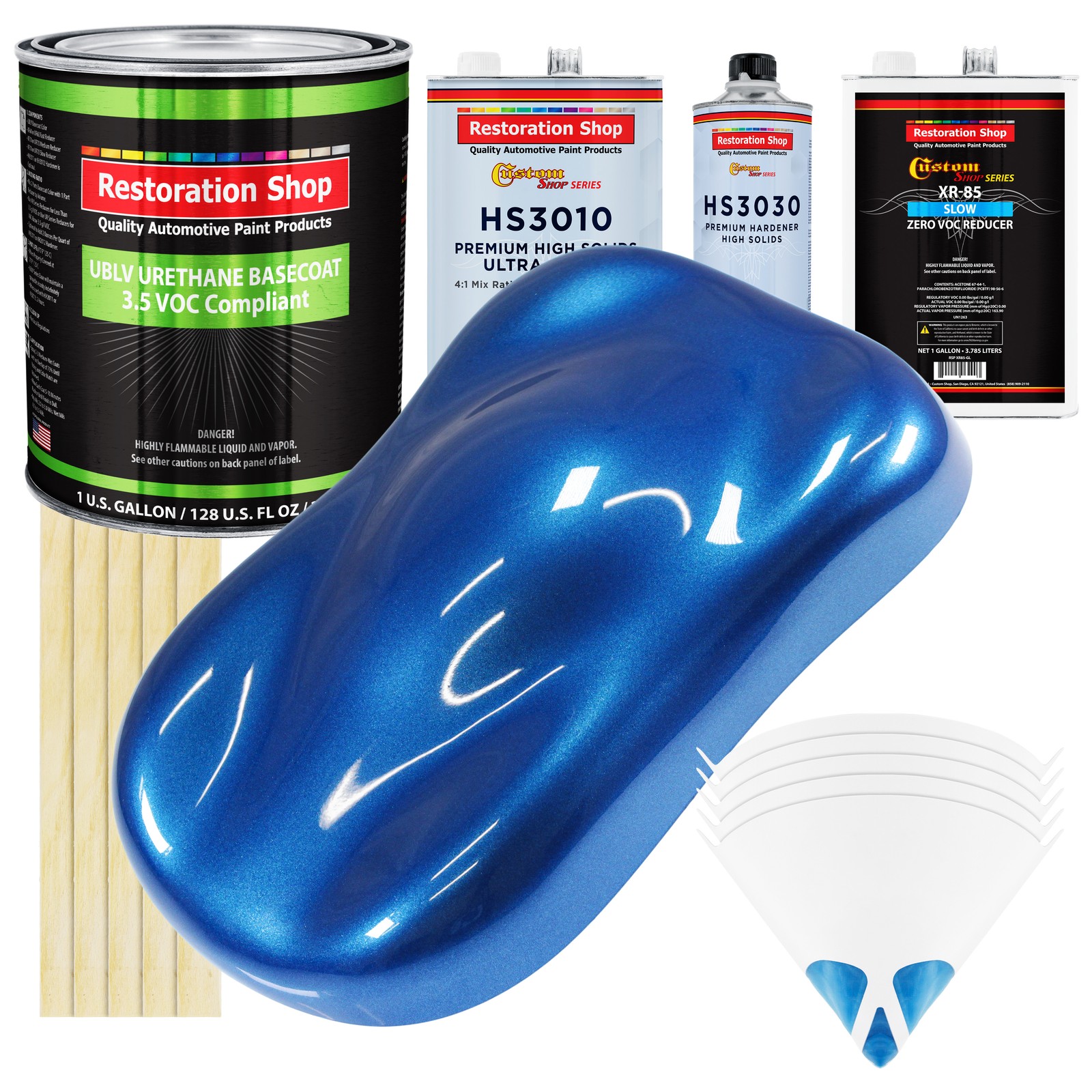 Burn Out Blue Metallic Low VOC SLOW PREM Gallon Kit URETHANE BASECOAT Clearcoat
