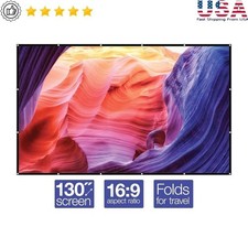 Indoor 130 Inch Soft Projection Screen Wall Mount Foldable 16:9 Movies Photos US