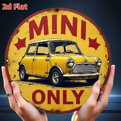 Blechschild rund Mini Only Auto Retro Vintage Metallschild TEL3579