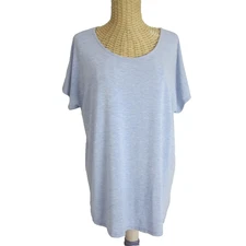 St. Tropez West Womens Large Blue Heather Short Sleeve Scoop Neck Tee Shirt Peru
