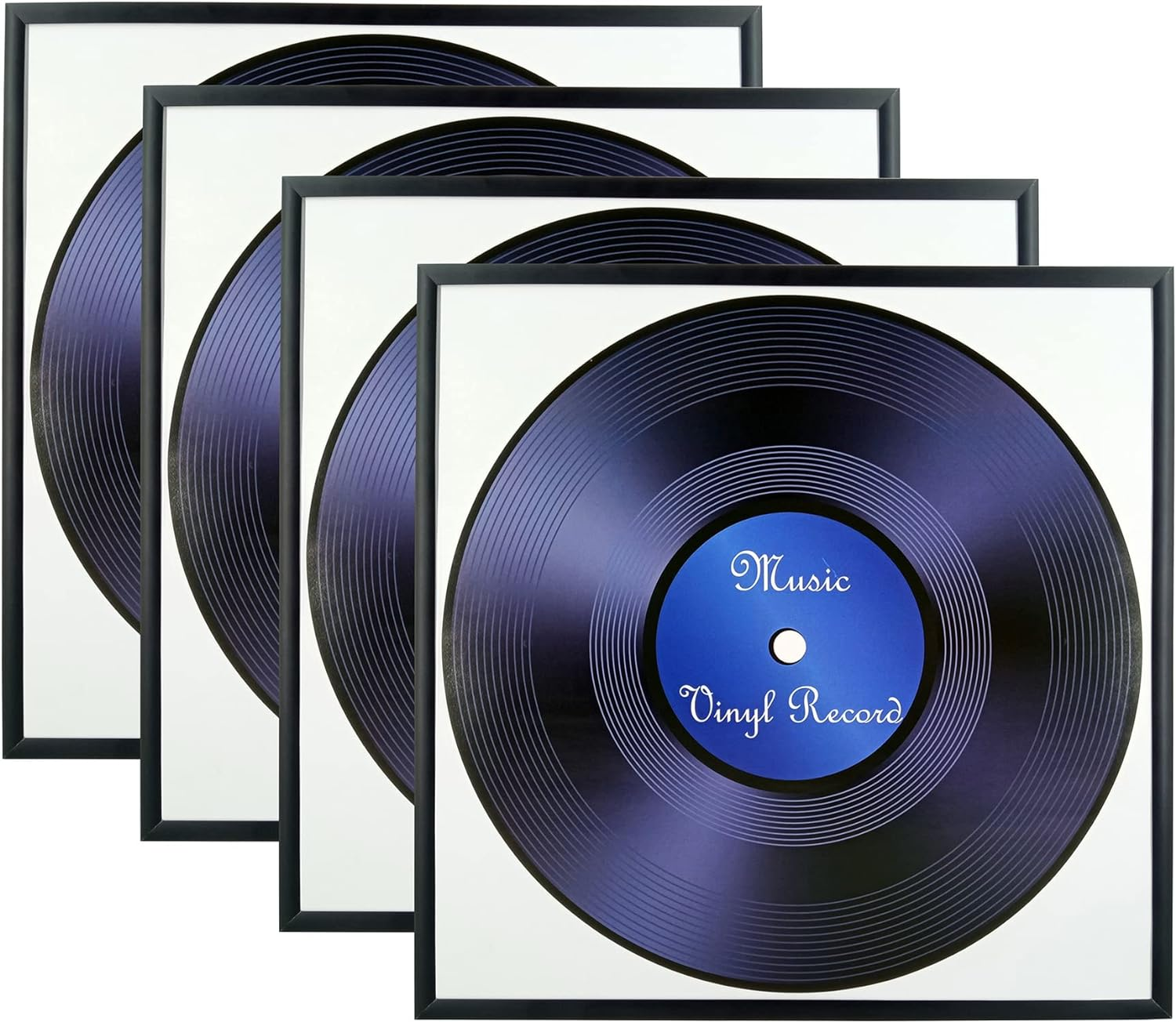 4 Pack, Black Music Record Album Frame 12.5X12.5 Inch Aluminum Metal Picture ...
