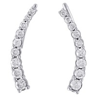"10K WeißGold Graduierte Diamant Krappen Ohrstecker 0,75\" Ohrkletterer 1/2 Ct."