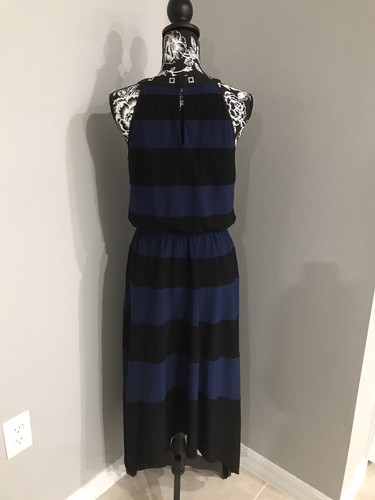 White House Black Market royalblau schwarz gestreift�� asymmetrisch��Saum Kleid S - Bild 7 von 10