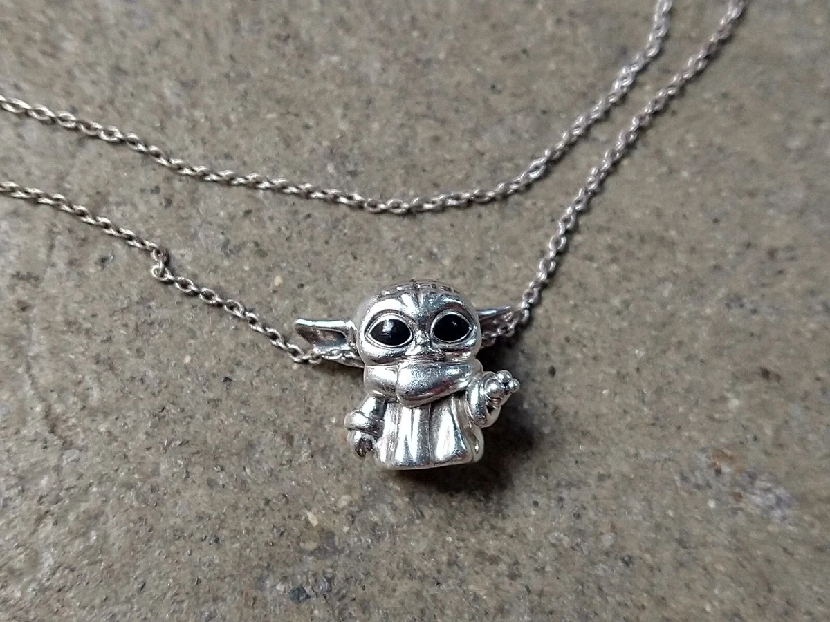 Sterling Silver Pandora Baby Yoda Star Wars Necklace Pendant 4.9g