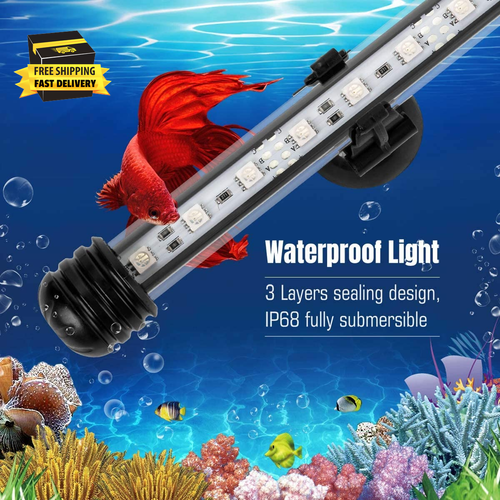 15" White & Blue Submersible LED Aquarium Fish Tank Light with Timer/Dimmable Un - Picture 4 of 7