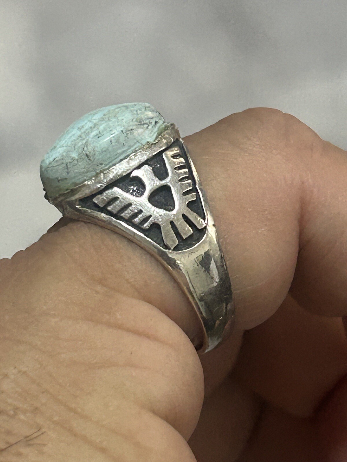 Thunderbird Native Old 925 Turquoise Ring Size 10… - image 18
