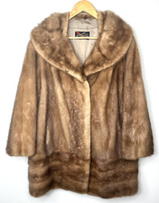Vintage Womens Mink Fur Coat 50s 60s Mob Wife Lined Canada Brown Size Large