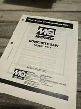 Multiquip FS1 Concrete Saw Instruction Parts Manual Maintenance Book Service OEM
