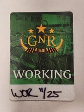 SATIN GUNS N ROSES GNR TOUR WORKING PASS BACKSTAGE PASS