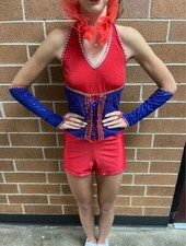 Red  purple  removable neck piece  glove dance costumes