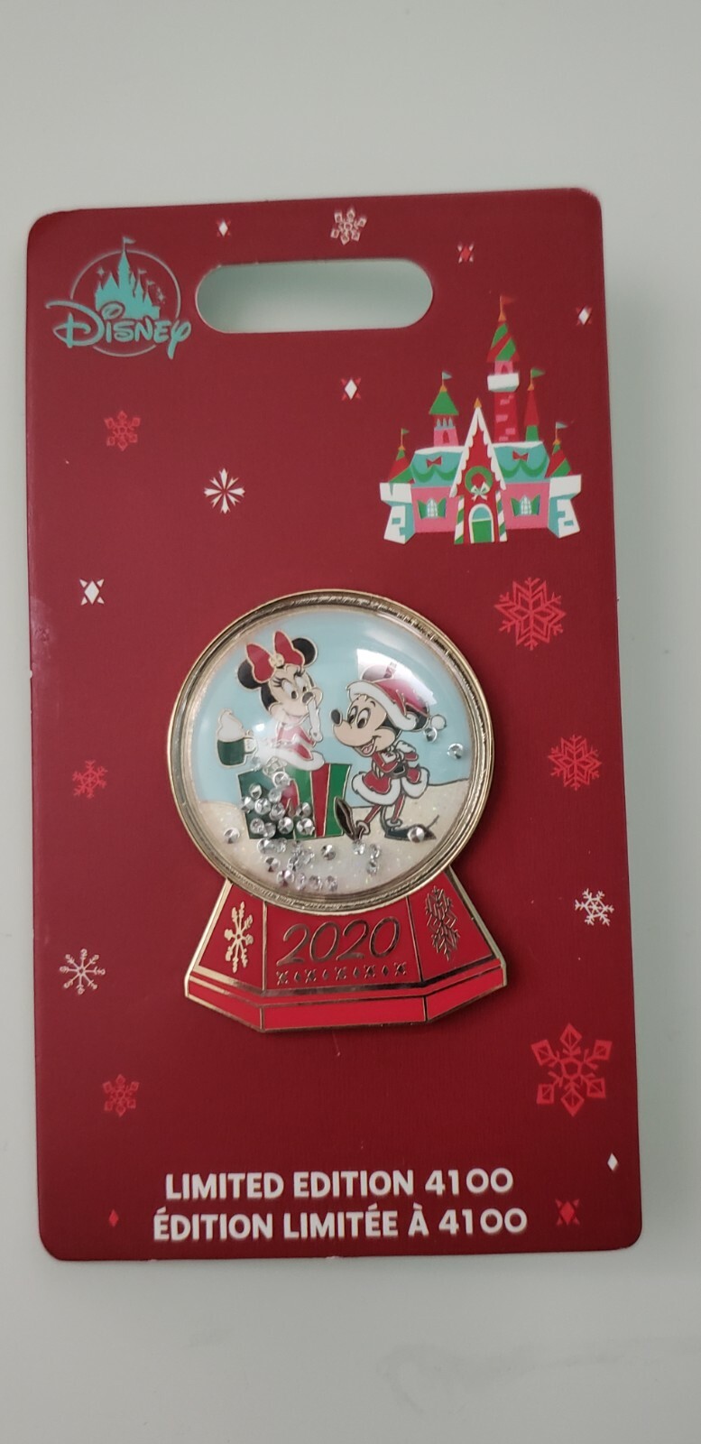 NEW! Disney Pin Mickey and Minnie Mouse Holiday 2020 Snow Globe Limited Edition