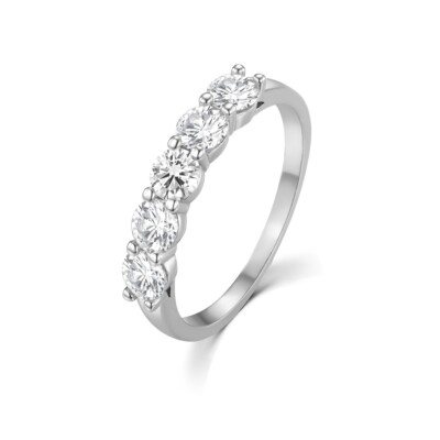 Damen massiv Sterling 925 Silber 5 Steine weißer Saphir Eternity Ring K bis U
