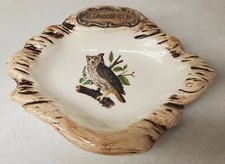 Treasure Craft Wisconsin Vintage Ashtray Trinket Dish Owl State Souvenir