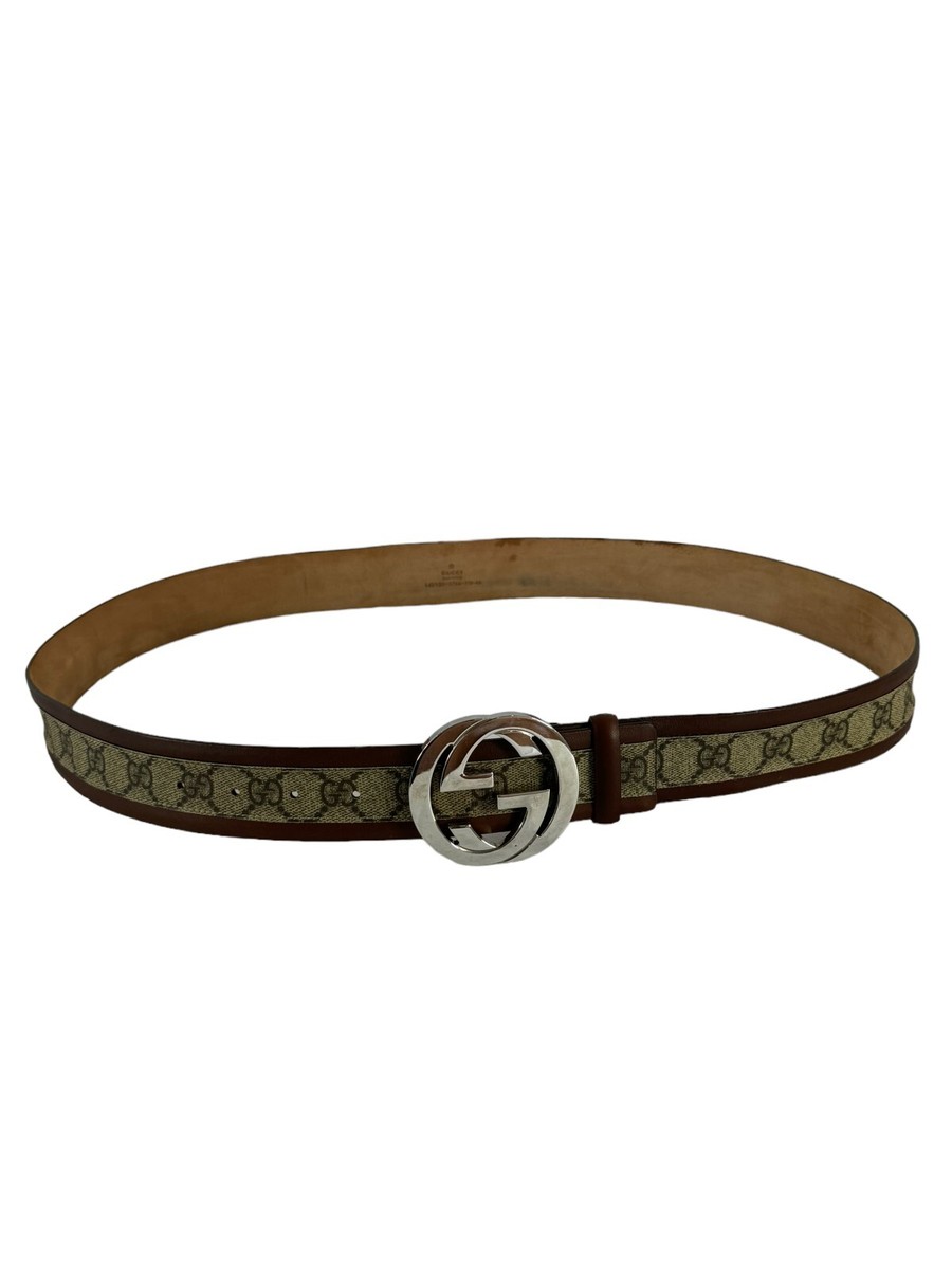 GUCCI Beige Canvas Brown Leather Supreme GG Interlocking GUCCI Beige Canvas Brown Leather Supreme GG Interlocking