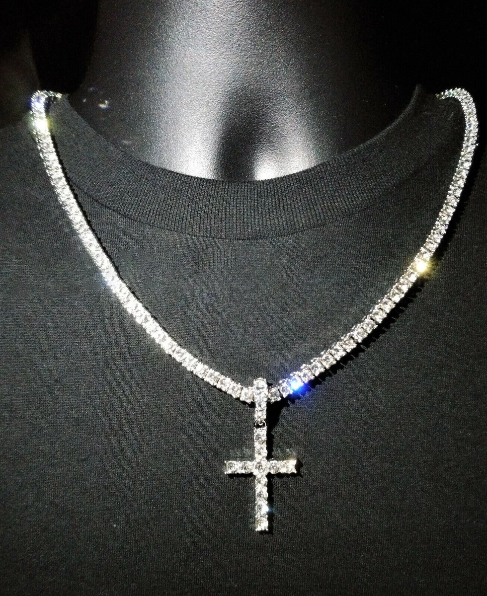 Gold tennis chain with cross deals