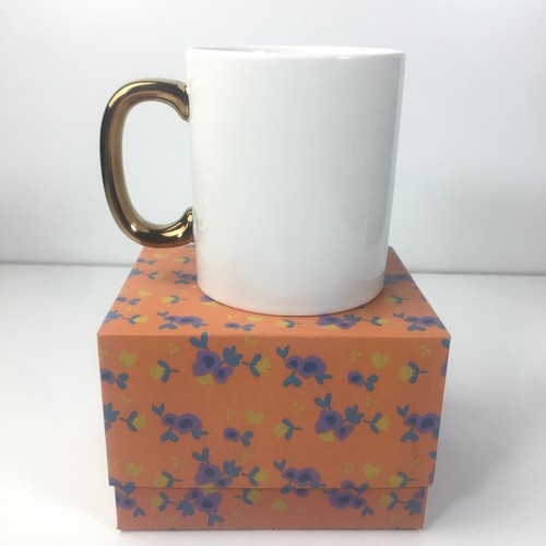 Natural Life CUP OF HAPPY Coffee Mug floral with gold accents and gold handle - Picture 2 of 12