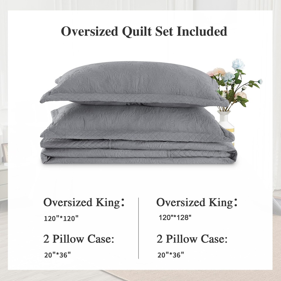 Oversized King Quilt 120x120, California King Bedspread, Extra Wide