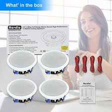 Herdio 4X6.5" 640W Ceiling Speakers Restaurant Kitchen Wall Flush Mount Speakers