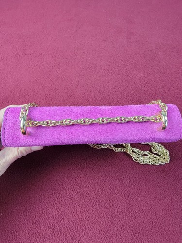 Banana Republic suede leather clutch Bag Womens purse carry storage Chain strap - Picture 21 of 22