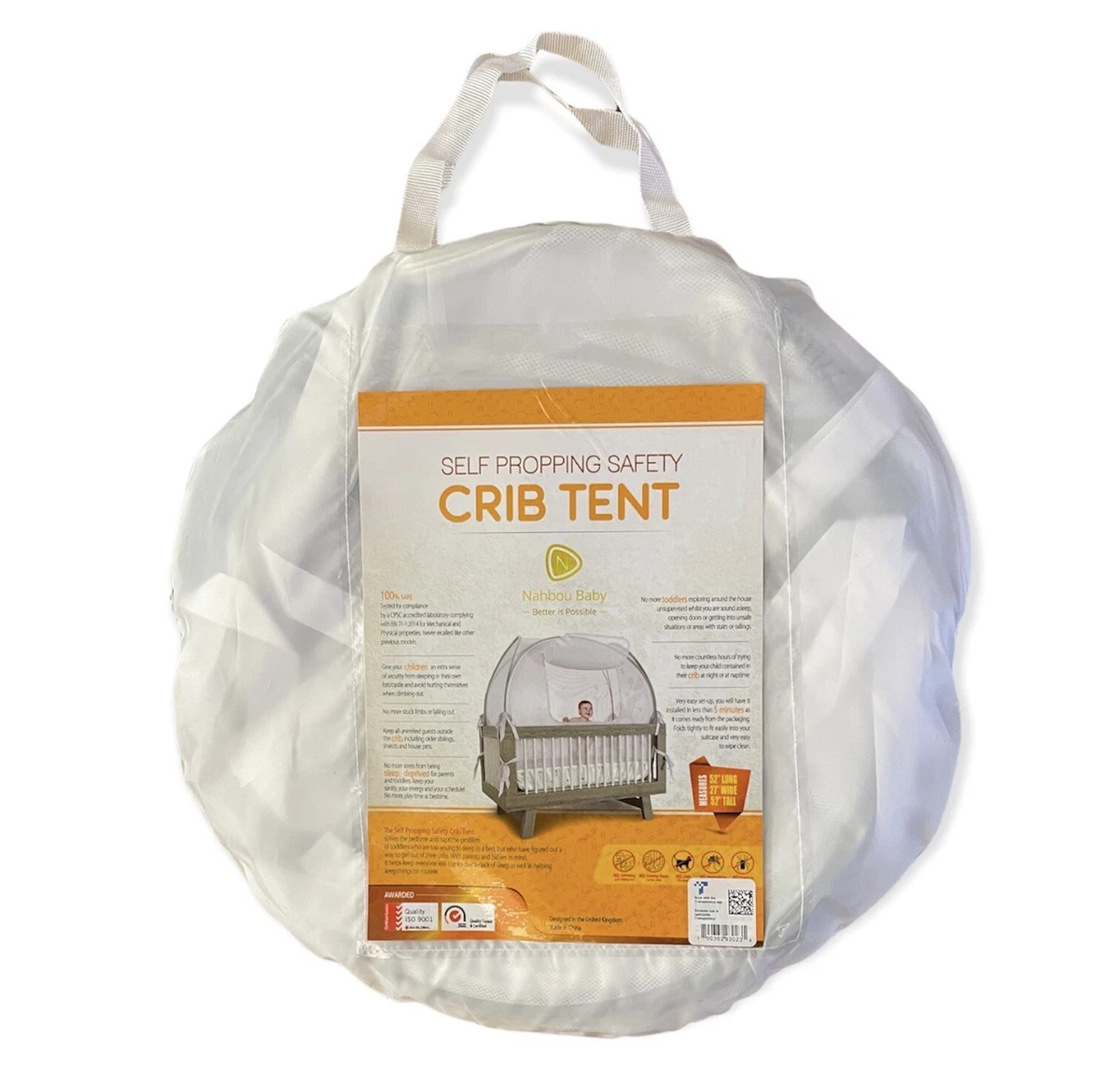 Nahbou Baby Self Propping Mesh Crib Tent Net Pop Up Canopy Cover