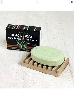Madina African Black Soap - Shea Butter & Aloe Vera / Vitamin E 3.5 oz (3 Pack)