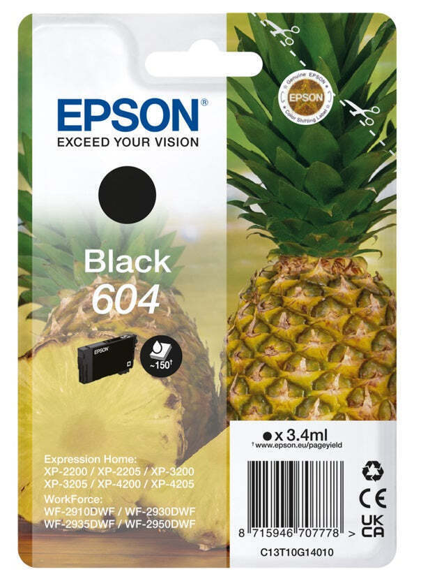 Epson 604 Multipack - Full Set of 4 Ink Cartridges - Pineapple (Original) C13T10 - Image 2