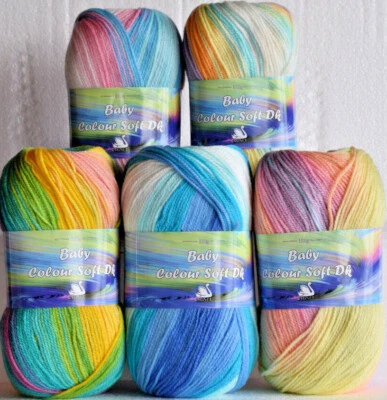 Baby Colour soft Wool - Cygnet DK Knitting Yarn - 100g ball - Crochet - Cardigan