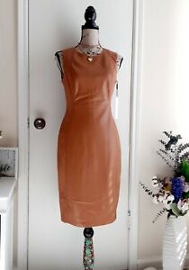 calvin klein faux leather sheath dress