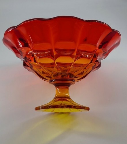 Fenton Valencia Large Amberina Pedestal Centerpiece Compote **GLOWS! 5½x10" - Picture 9 of 12