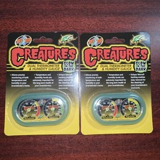 2-Zoo Med Creatures Dual Thermometer  Humidity Gauge Glow In The Dark
