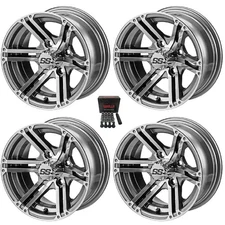 LSI Yukon 12" Golf Cart Wheels/Rims Gunmetal/Machined Yamaha