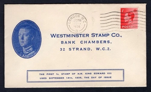 GB 1936 FDC Cover; King Edward VIII; Portrait Cachet