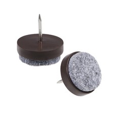 26 x Nail On Furniture Felt Pads Glide Chair Table Leg Protector 24mm Dia Brown