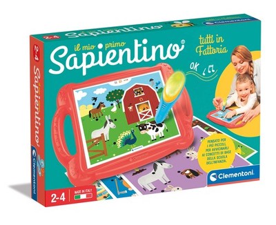 Clementoni 16378 First Farm-Banquet with 24 Activity Cards, sapientino Interacti
