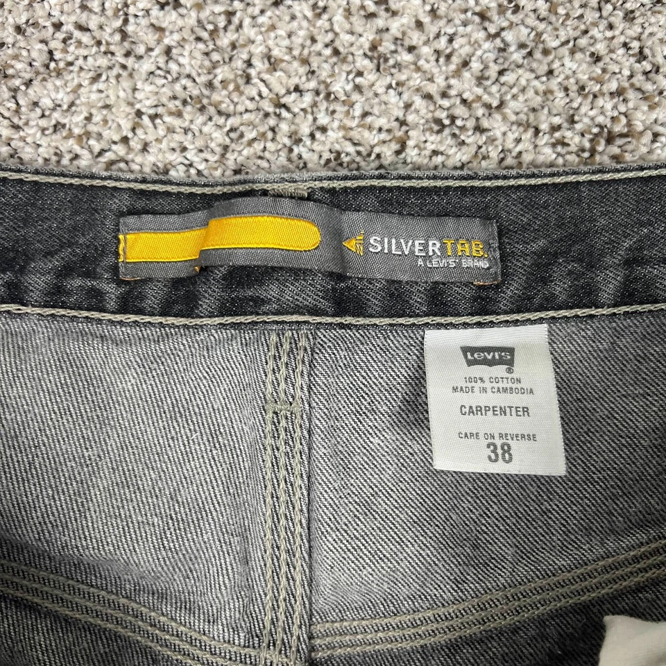 Levis Silvertab Shorts Men Size 38 Black Carpenter Denim Cargo Baggy Vintage Y2K - Image 4 of 4