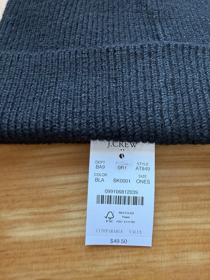 NUEVO CON ETIQUETAS J.CREW Gorro Supersuave Negro Para Hombre | TALLA ÚNICA | $49.50 Foto 4 de 4