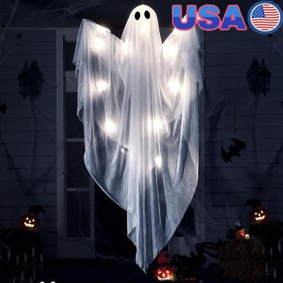 Light Up Hanging Ghost Halloween Decor Scary Outdoor Prop Haunted House 47 Inch