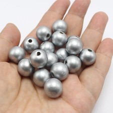 50pcs Silver Grey 14mm 0.55" Round Wood Beads Wooden Beads Jewelry Craft DIY