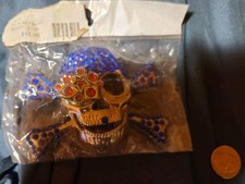 SKULL  CROSSBONES Jeweled BELT BUCKLE New LARGE Pirate BLING Biker RHINESTONES