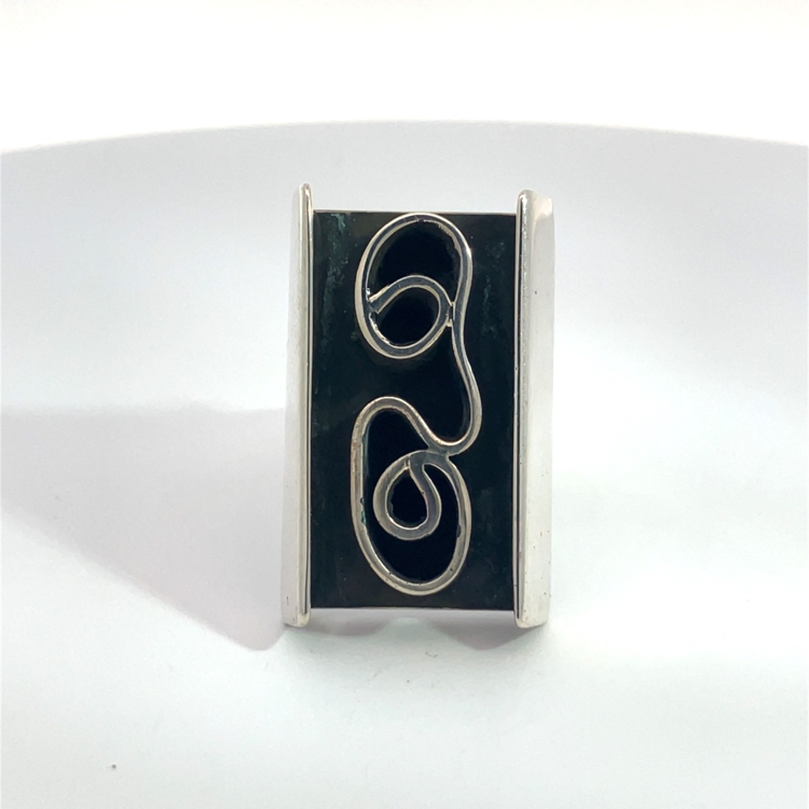 Sterling Silver Modern Rectangular Ring - image 1