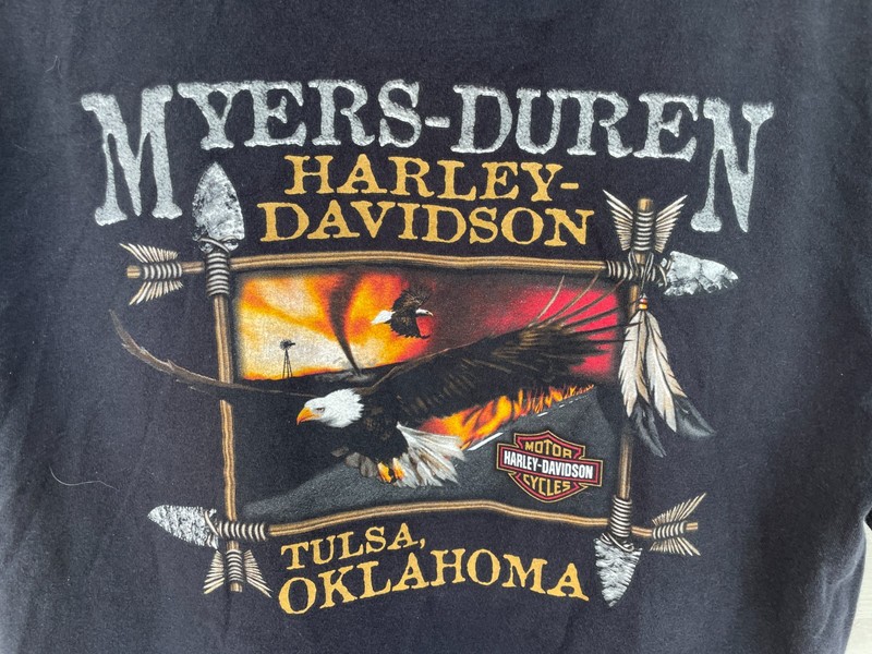 mens Harley Davidson Holoubek Myers-Duren Tulsa OK t-shirt eagle L tornado