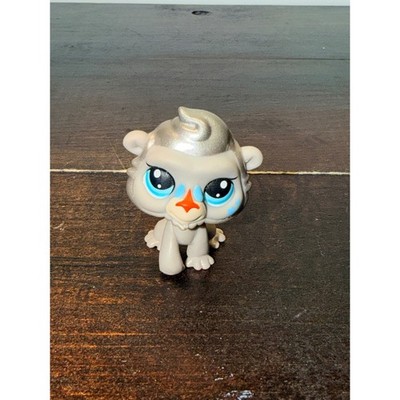 Hasbro Littlest Pet Shop Monkey Grey Silver Metallic Hair Blue Eyes LPS 2341