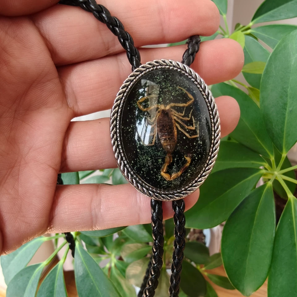 Черный скорпион галстук-боло - искусственной кожи Western готический свадебное ожерелье галстук - Изображение 2 из 4